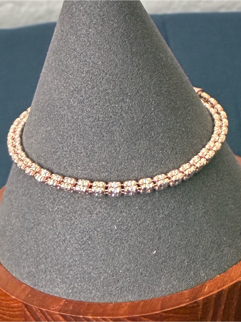 Sterling Silver Rose Gold and Silver Tone Bracelet 7” 3.7mm - Picture 5 of 7